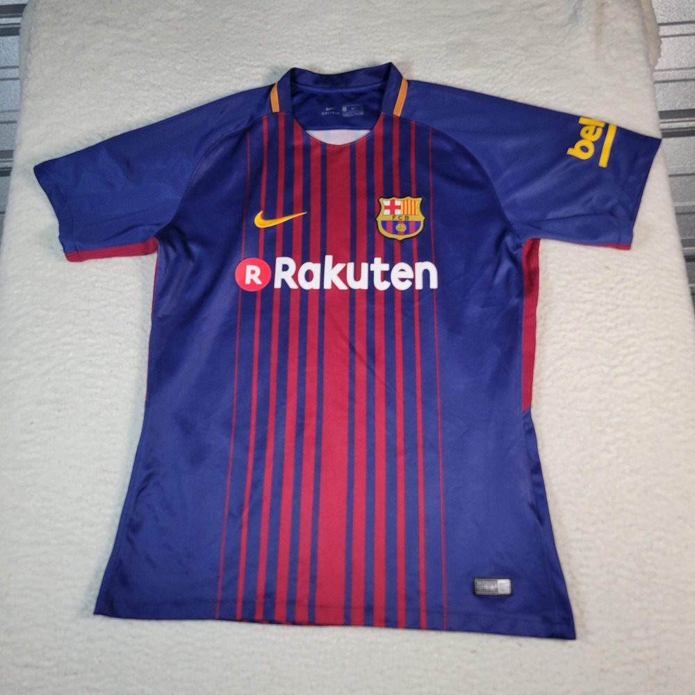 Nike FC Barcelona Soccer Jersey Mens XL Blue Red 2017-18 Rakuten Home Kit